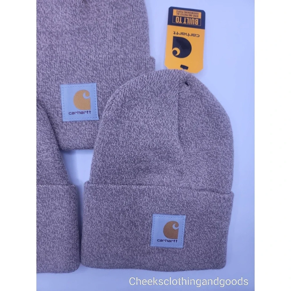 NWT Lot of 3 Carhartt A18 Acrylic Watch Hat Beanie Tan Taupe One Size